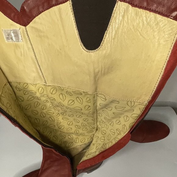 Sergio Tomani W sz 41/10-10.5 Knee Hi Tall Boots Shoes Red Burgundy Leather Zip - Picture 12 of 14